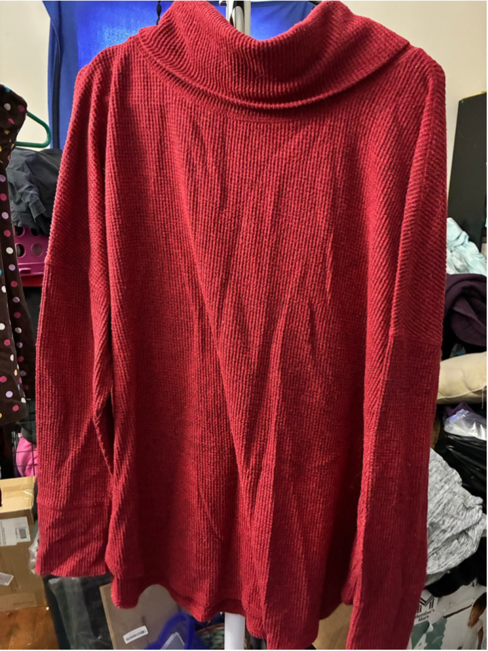 Women's Unbranded Red Waffle Knit Cowl Neck Sweater 3x